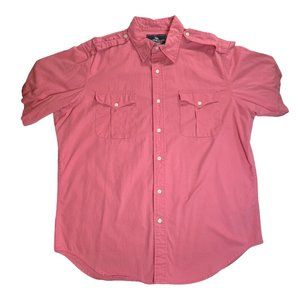American Living Men’s Button‎ Down Short Sleeve Collared Pink Shirt- Size Large
